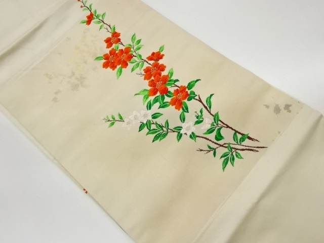 リサイクル　花模様織出し名古屋帯